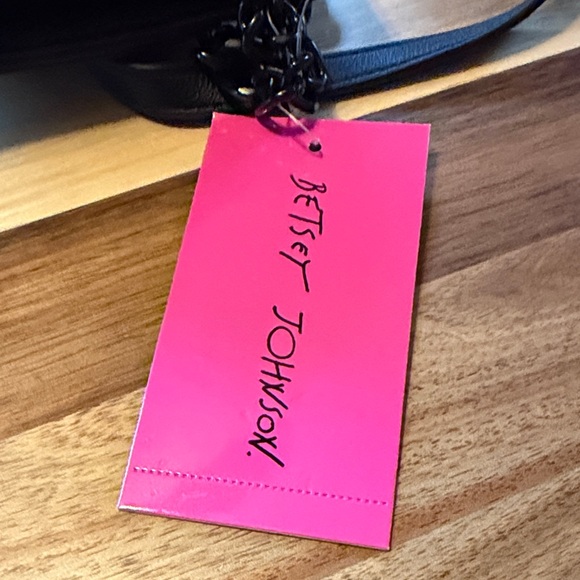 Betsey Johnson Black Crossbody Bag with White Hearts - Picture 9 of 10